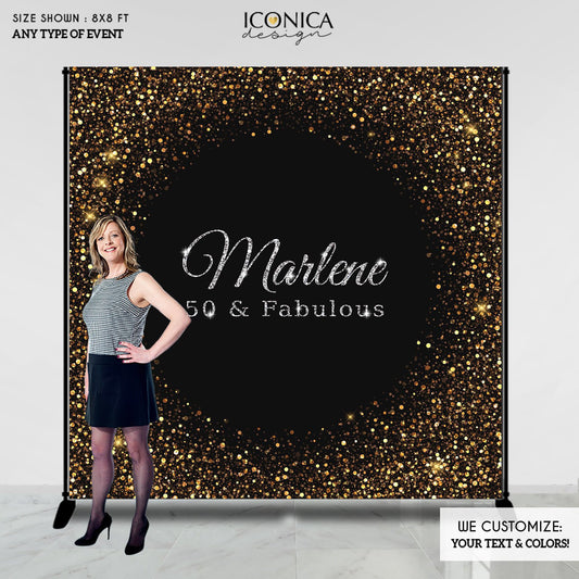 50 Birthday Photo Booth Backdrop - 50th Birthday Party Backdrop - Photo Booth Backdrop - Milestone Birthday Backdrop - Printed BBD0063