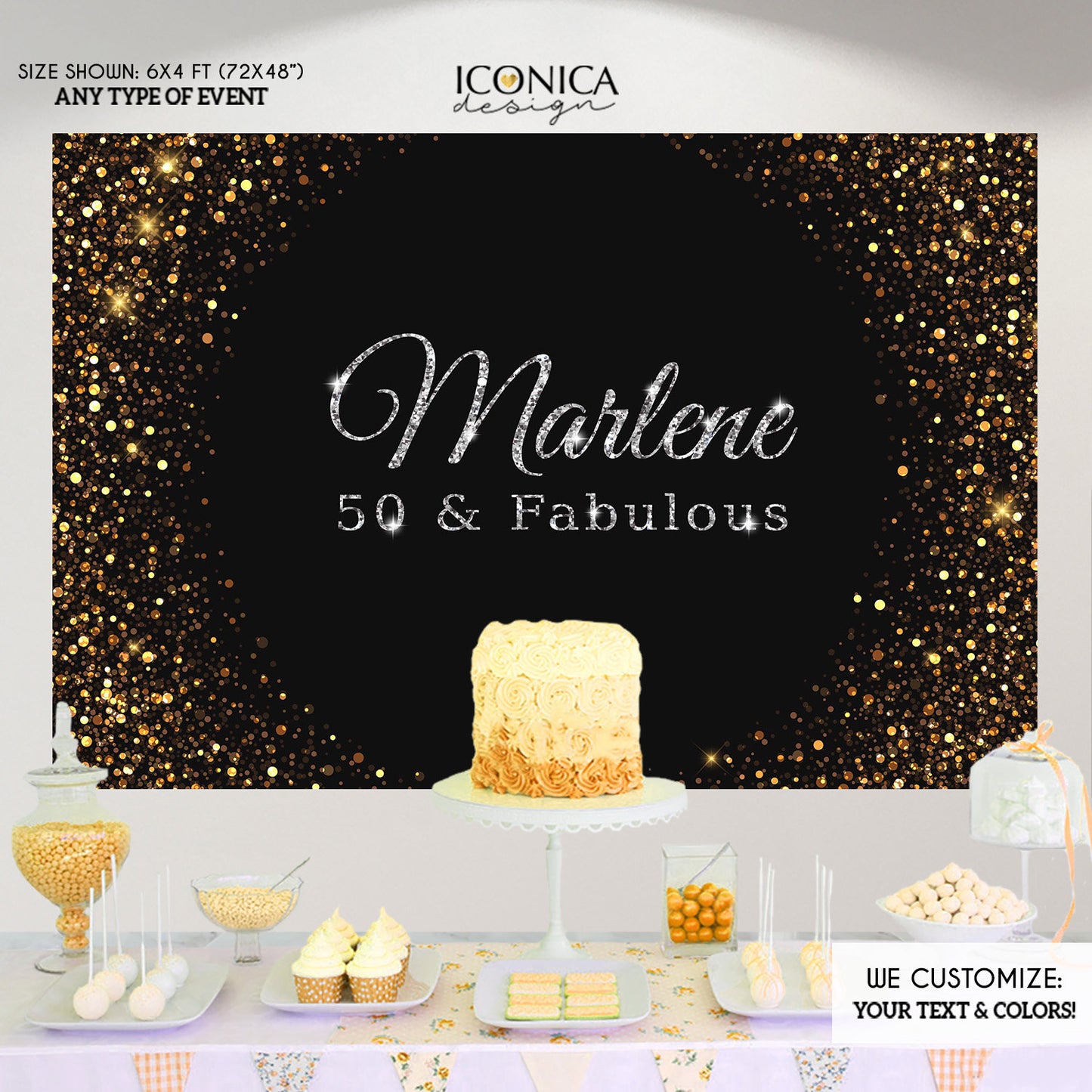50 Birthday Photo Booth Backdrop - 50th Birthday Party Backdrop - Photo Booth Backdrop - Milestone Birthday Backdrop - Printed BBD0063