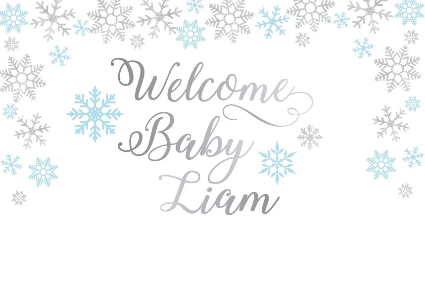 Baby it's cold outside Backdrop, Light Blue and Silver Snowflakes Banner, Christmas Party - Printed BHO0024