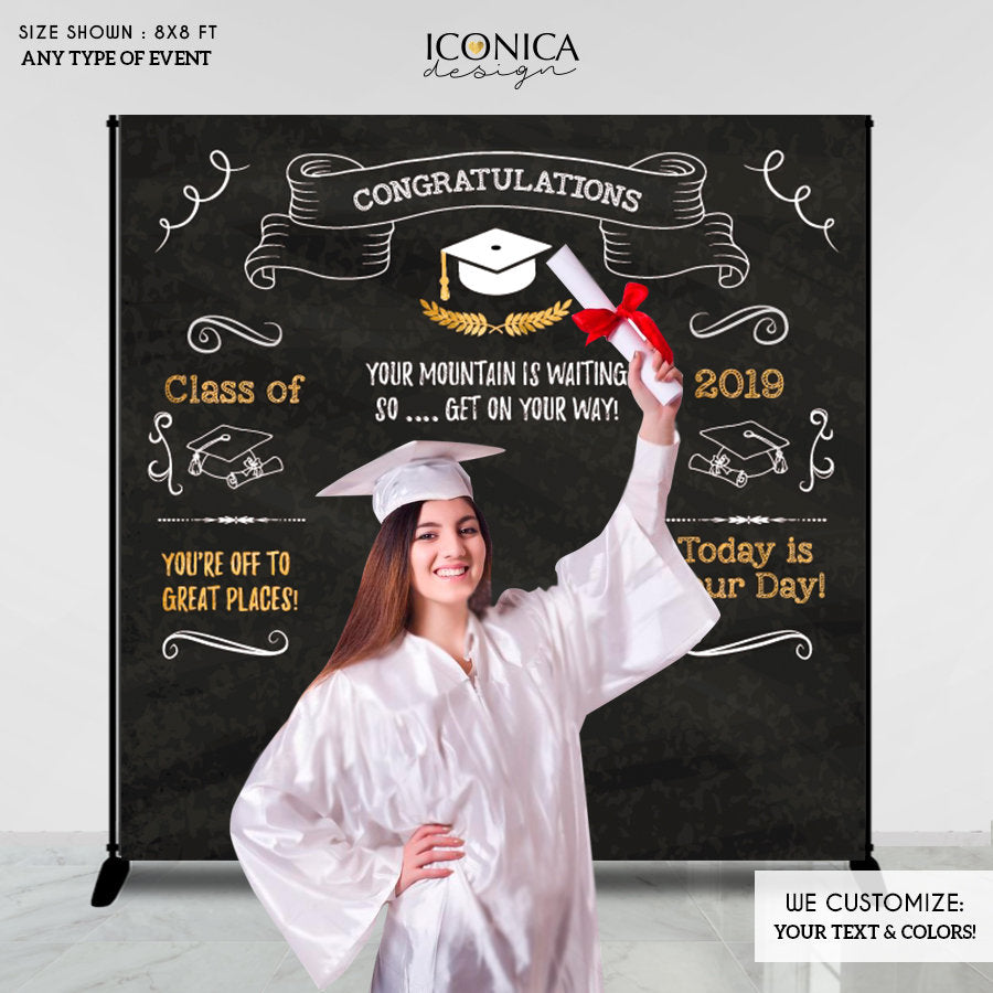 Graduation Party Photo Booth Backdrop, Graduation, Personalized Banner, Congrats Grad Decor, Printed BGR0016