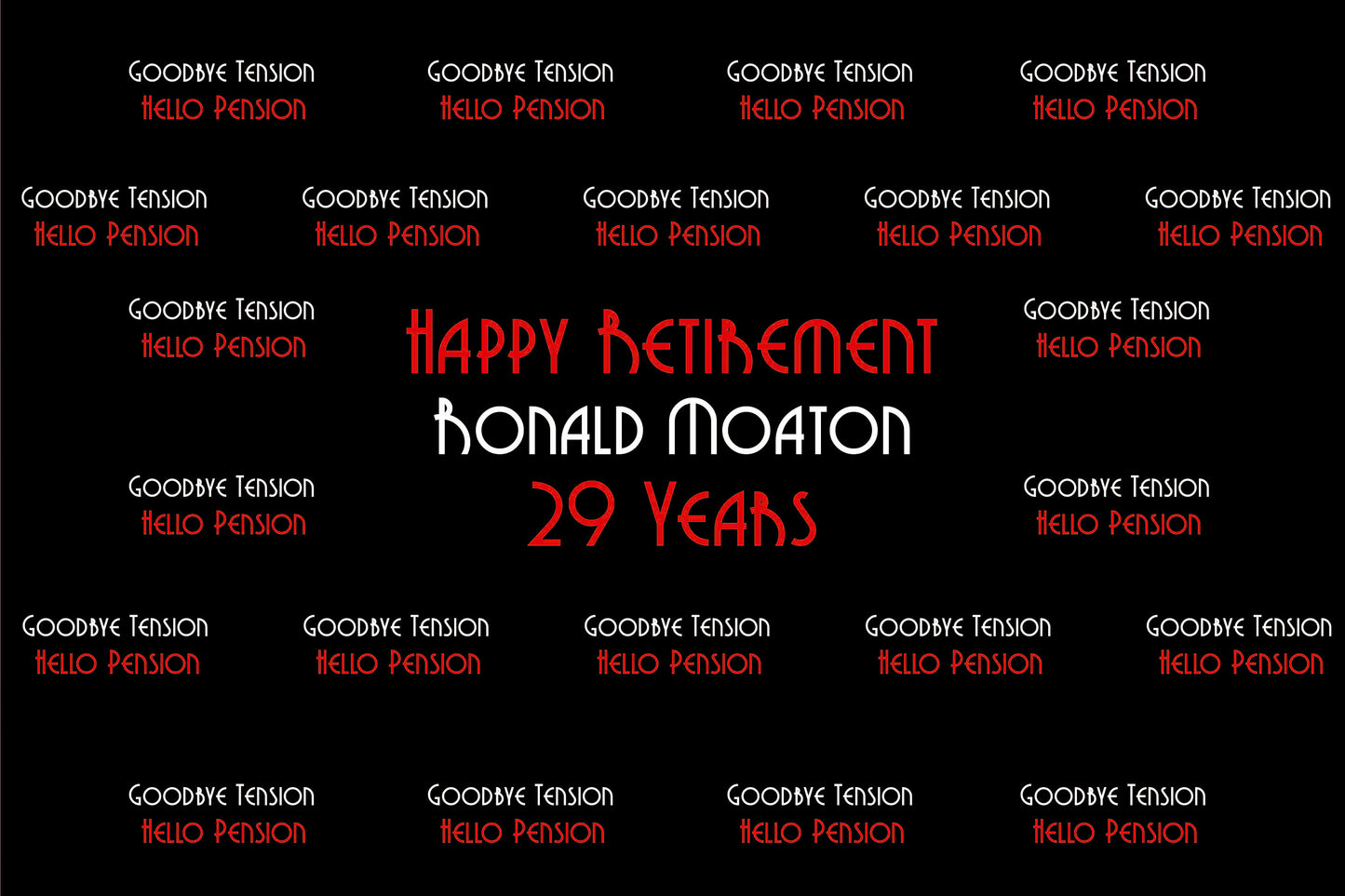 Virtual Retirement party photo booth backdrop, Goodbye Tension Hello Pension Retirement Banner, Step And Repeat Backdrop, BRT0004