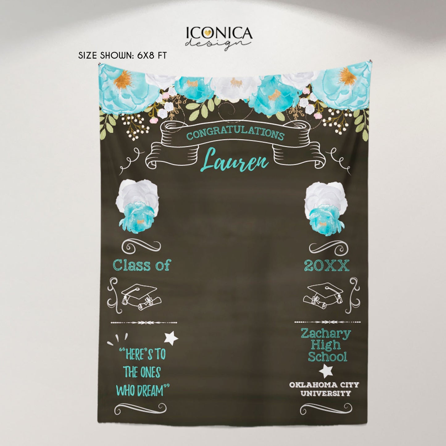 Graduation Party Photo Booth Backdrop, Virtual Graduation, Floral Graduation Step and Repeat, Congrats Grad Banner BGR0010