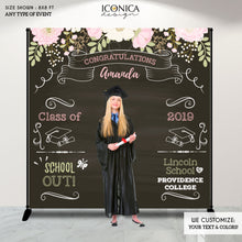Load image into Gallery viewer, Graduation Party Photo Booth Backdrop,Graduation Party Decorations,Congrats Grad Decor,Floral Graduation Step and Repeat Backdrop, BGR0017
