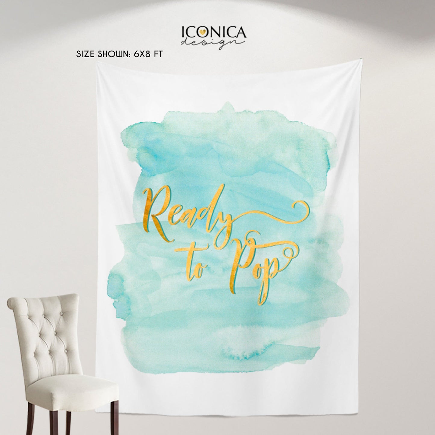 Baby Shower Decorations, Mint Green Baby Shower Decor, Ready to Pop,Baby Shower Backdrop, Welcome Baby Banner, Printed Or Printable File