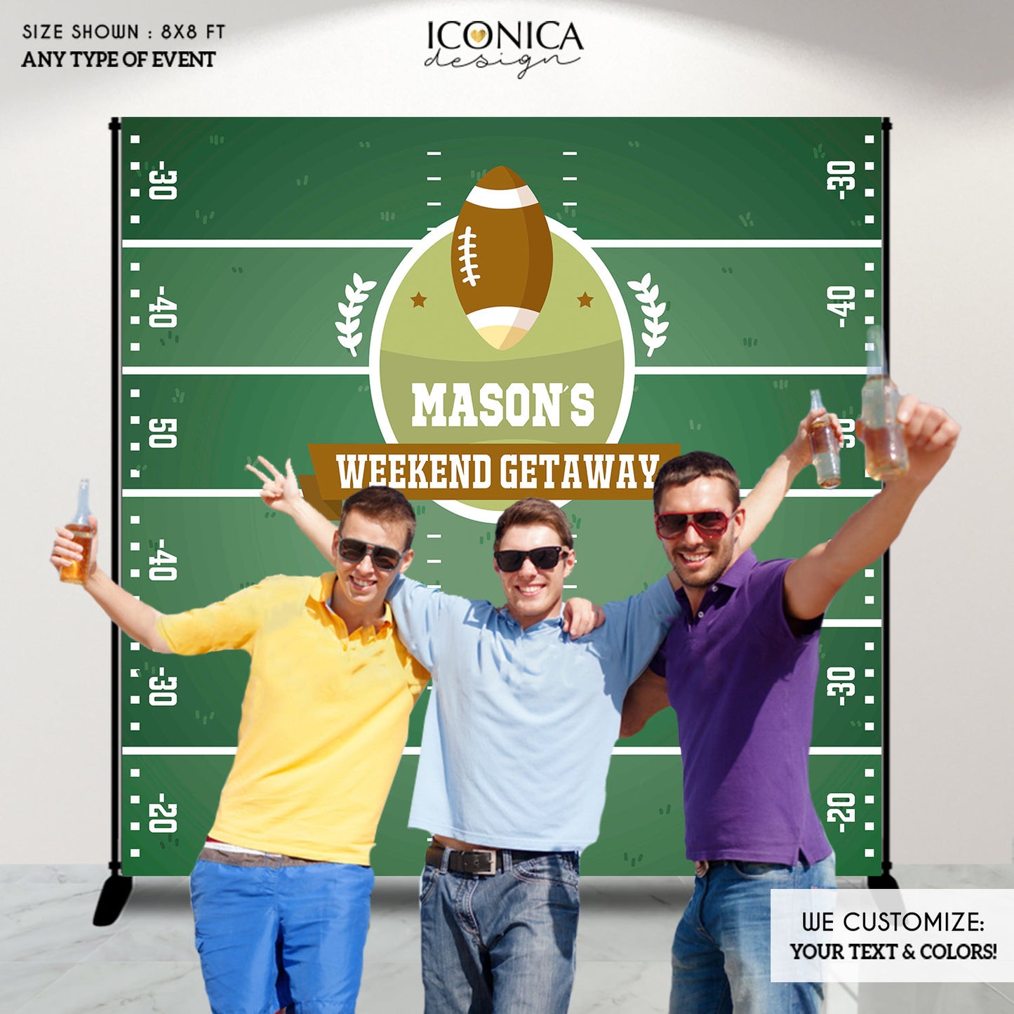 Football Party Photo Booth Backdrop, Sports Backdrop, Super bowl party, Football Birthday banner, Sports Party, Printed or Digital File