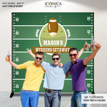 Load image into Gallery viewer, Football Party Photo Booth Backdrop, Sports Backdrop, Super bowl party, Football Birthday banner, Sports Party, Printed or Digital File
