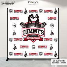 Load image into Gallery viewer, Boxing Photo Booth Backdrop, Custom Step and Repeat Backdrop, Boxing Birthday Bash banner, Sports Party - Printed or Digital File BBD0084
