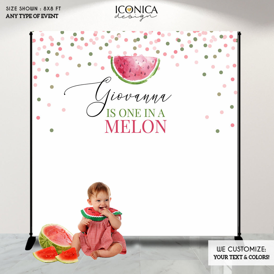 Watermelon Party Decorations, Fruits First Birthday Party Backdrop, One in a melon Party Decor, Pink green Confetti party backdrop