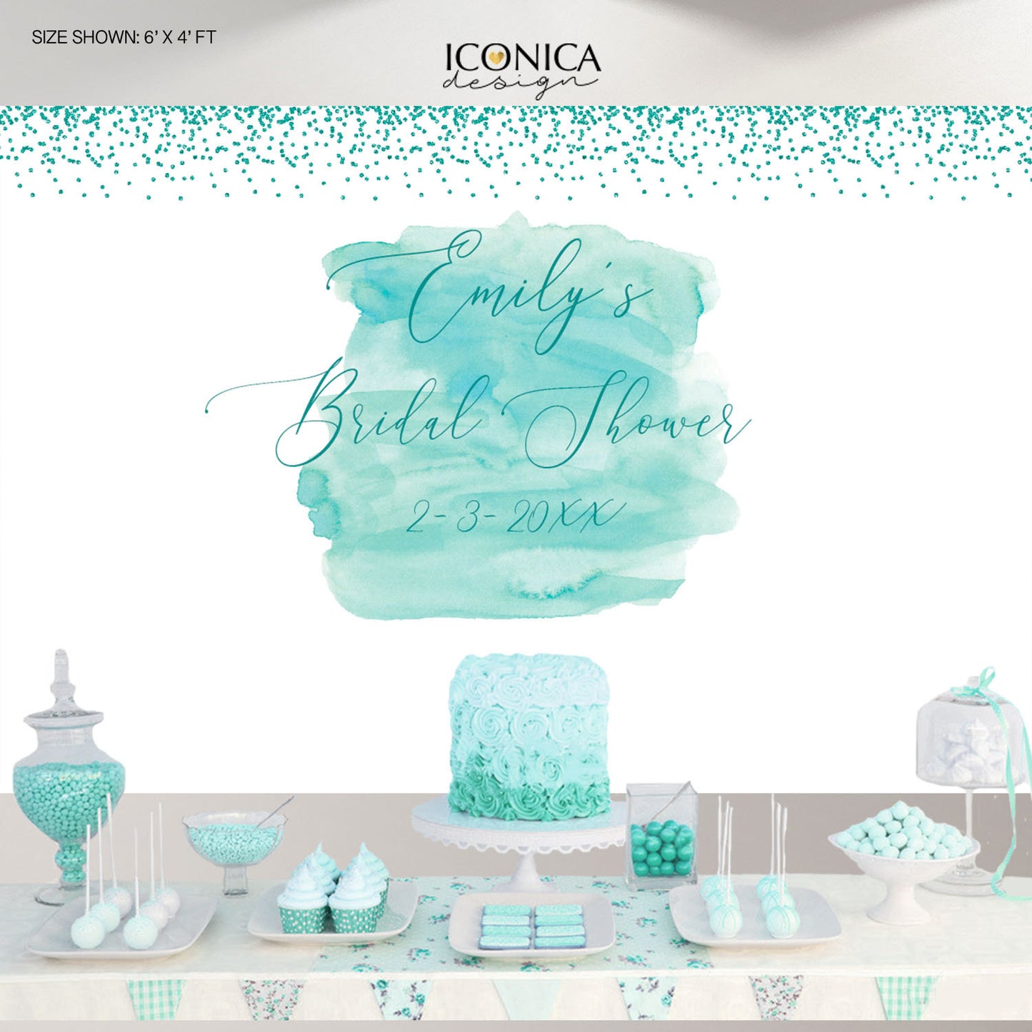 Bachelorette Party Decor, Bridal Shower Backdrop,Bachelorette party decor, Mint Blue Photo Backdrop, Printed BBR0026