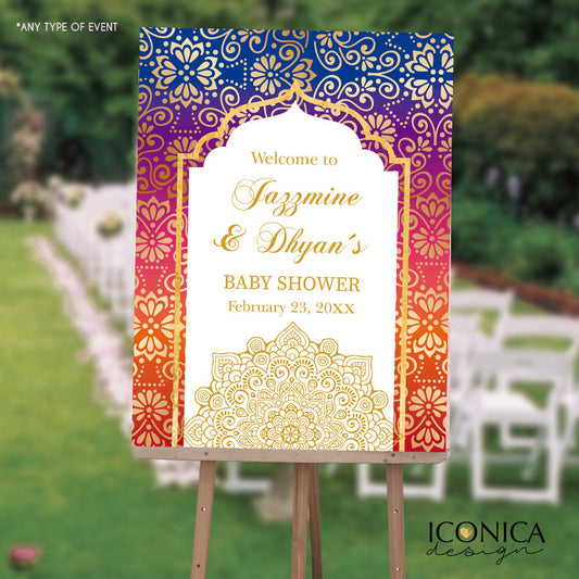 Moroccan Prom Night Welcome Sign Arabian Nights, any event or text,Personalized Moroccan Decor,Arabian Decor, Printed SWBS016