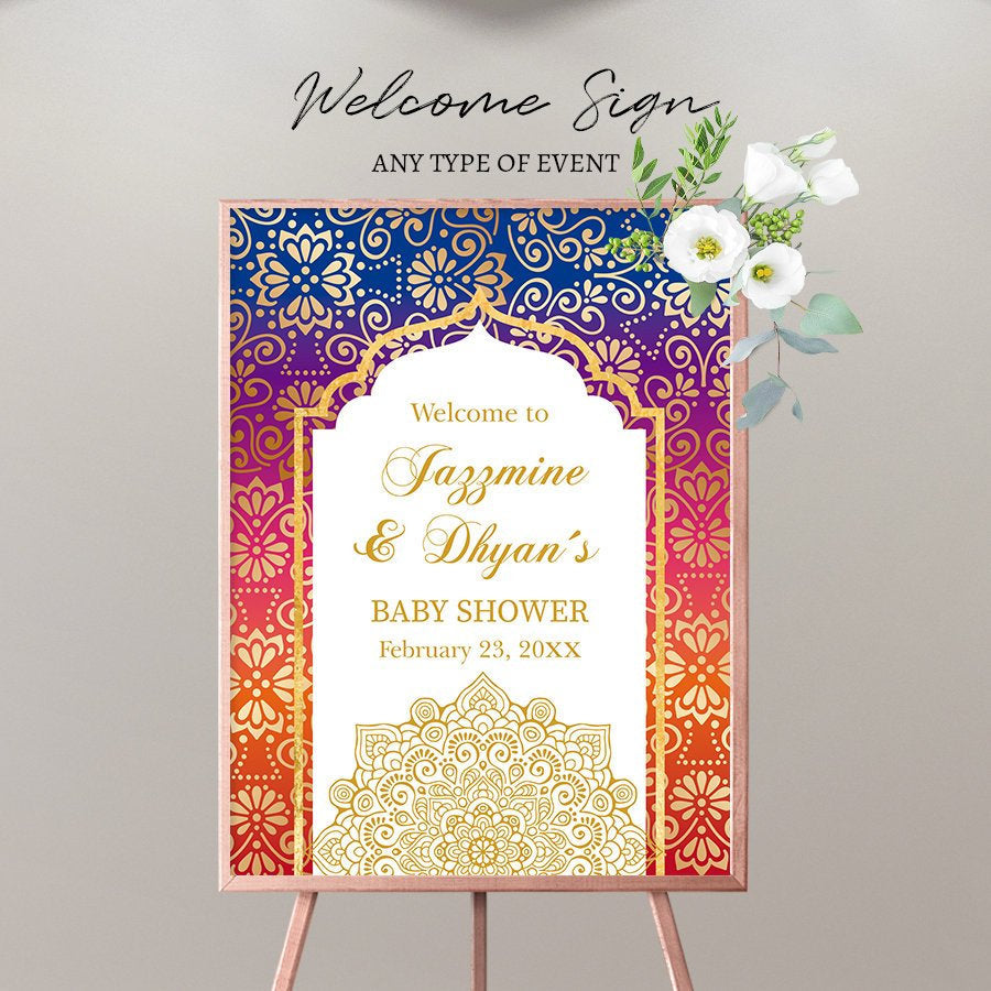 Moroccan Prom Night Welcome Sign Arabian Nights, any event or text,Personalized Moroccan Decor,Arabian Decor, Printed SWBS016