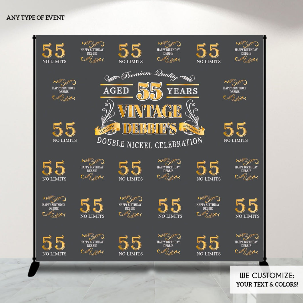 50th Birthday Backdrop, Aged to Perfection, 55th Birthday, Double Nickel Celebration, Milestone Birthday Backdrop ,any age, Custom Step And Repeat Backdrop, Personalized