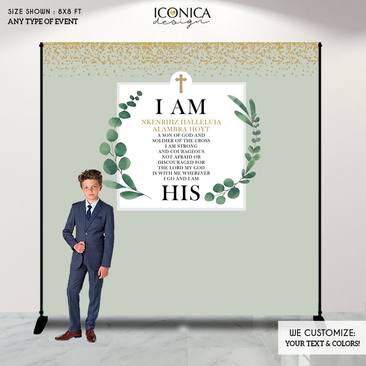 First Communion Backdrop, Greenery Religious Decorrations, boys commun ...