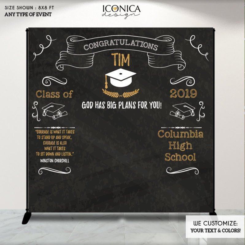 Graduation Party Photo Booth Backdrop, Graduation, Personalized Banner, Congrats Grad Decor, Printed BGR0016