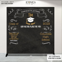 Load image into Gallery viewer, Graduation Party Photo Booth Backdrop, Graduation, Personalized Banner, Congrats Grad Decor, Printed BGR0016
