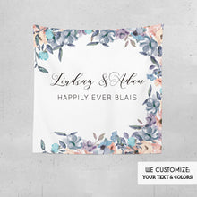 Load image into Gallery viewer, Engagement Party decorations,Blush Pink and Dusty Blue Floral Wedding Decor,Floral Wedding Photo backdrop,Personalized {Lindsay Collection}
