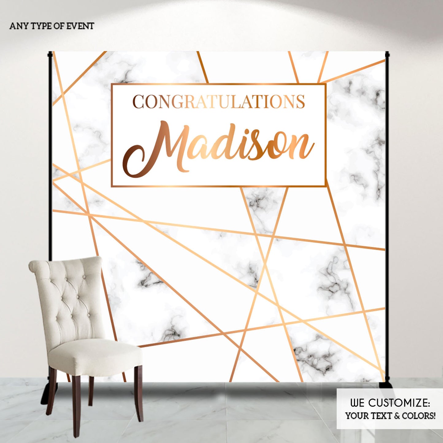 Graduation Party Photo Booth Backdrop, Virtual Graduation, Geometric Step and Repeat, Modern Party Decor, Printed Banner