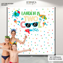 Load image into Gallery viewer, Pool party backdrop,Pool party decorations,ONE COOL Birthday Boy Decor,TWO Cool party backdrop,Personalized Summer birthday decoration
