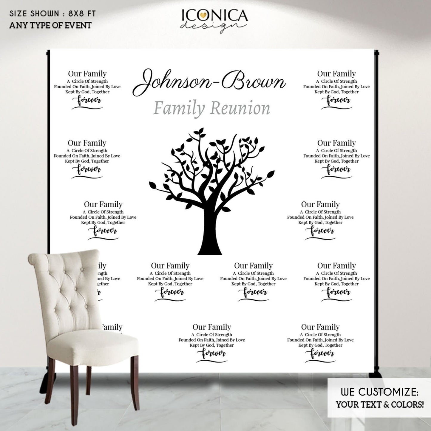 Family Reunion Photo Backdrop, Family gathering Step and Repeat Backdrop, Family Reunion Decorations, Family Tree Banner