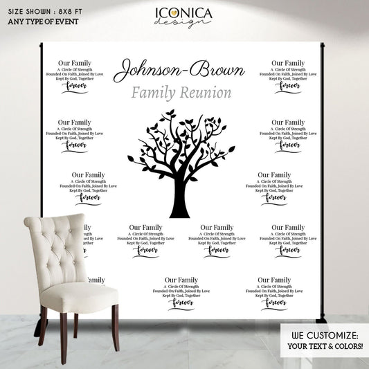 Family Reunion Photo Backdrop, Family gathering Step and Repeat Backdrop, Family Reunion Decorations, Family Tree Banner