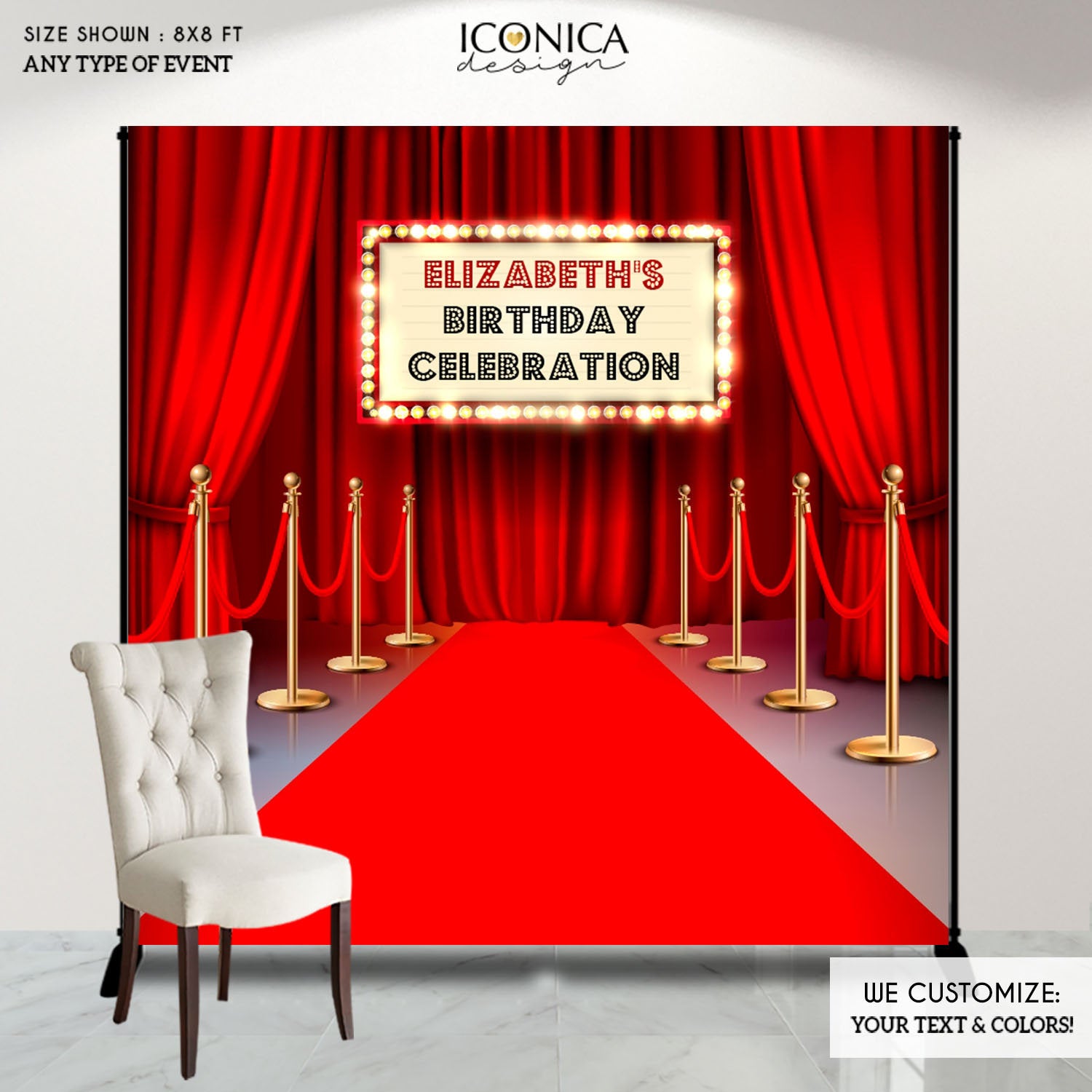 Hollywood Party Backdrop,Hollywood Party Personalized backdrop,Movie T –  Iconica Design, image size:1500x1500