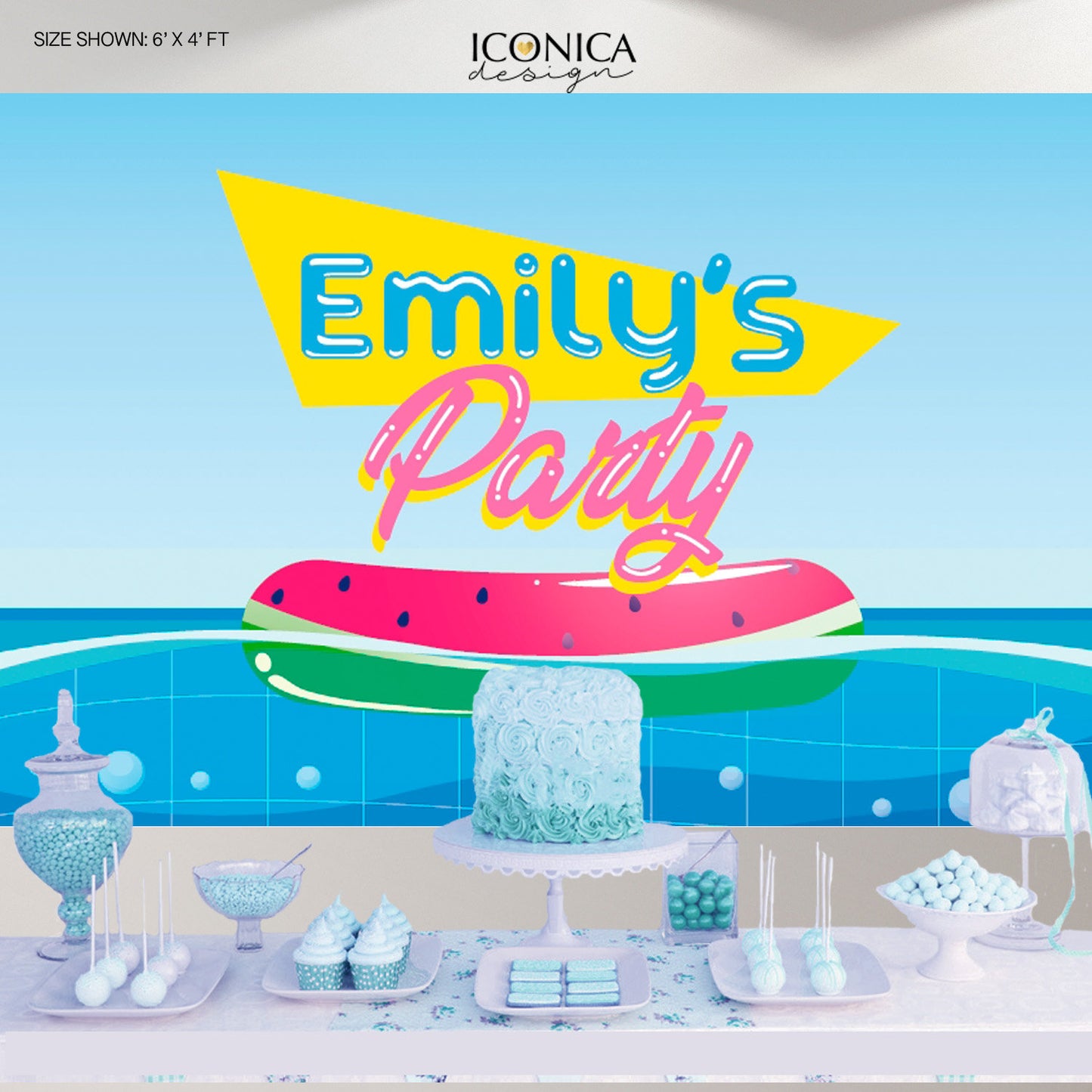 Pool Party Backdrop, Pool Birthday Personalized Decor,Pool party decorations,Watermelon Party, Summer Party Backdrop,Swimming Bash