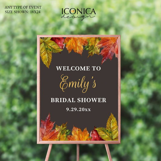 FALL in Love Engagement Party, Fall Welcome Sign, Fall Leaves, Fall Personalized Sign, Thanksgiving Dinner Sign, Fall dinner party Sign