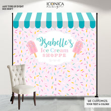 Load image into Gallery viewer, Ice Cream Party Backdrop, Ice cream First Birthday, Ice Cream Party Decor,Sprinkles Party, Printed

