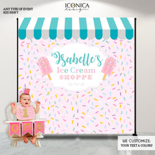 Load image into Gallery viewer, Ice Cream Party Backdrop, Ice cream First Birthday, Ice Cream Party Decor,Sprinkles Party, Printed
