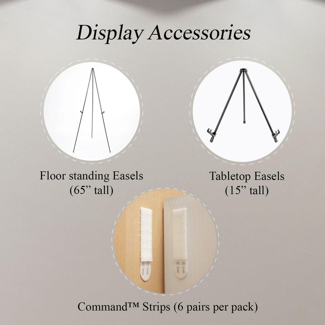 Upgrade your FOAM BOARD Sign or Poster purchase with Display Accessories: Floor standing easel,Tabletop easels,Command™ Strips
