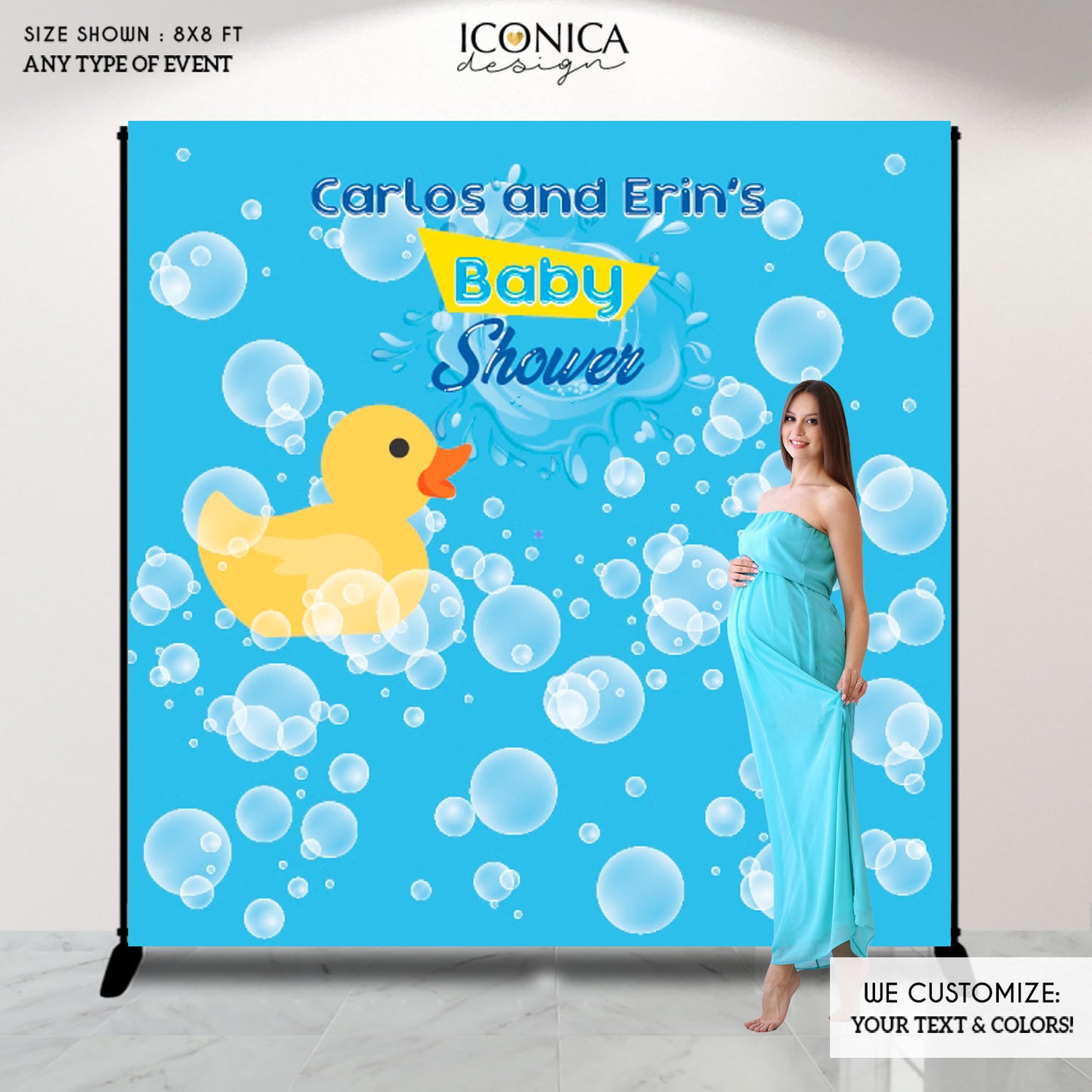 Virtual Baby Shower Rubber Ducky Baby Shower Photo Backdrop,Personalized Pool party Backdrop,Personalized Summer Backdrop,Swimming Bash