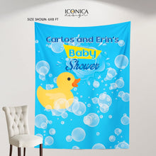 Load image into Gallery viewer, Virtual Baby Shower Rubber Ducky Baby Shower Photo Backdrop,Personalized Pool party Backdrop,Personalized Summer Backdrop,Swimming Bash
