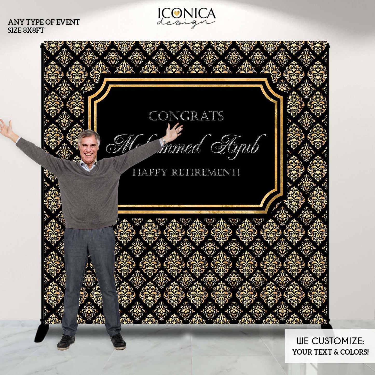 Retirement Backdrop, Virtual Retirement Party Photo Backdrop, Personalized Step And Repeat, Retirement Party Decorations, Bbd0030
