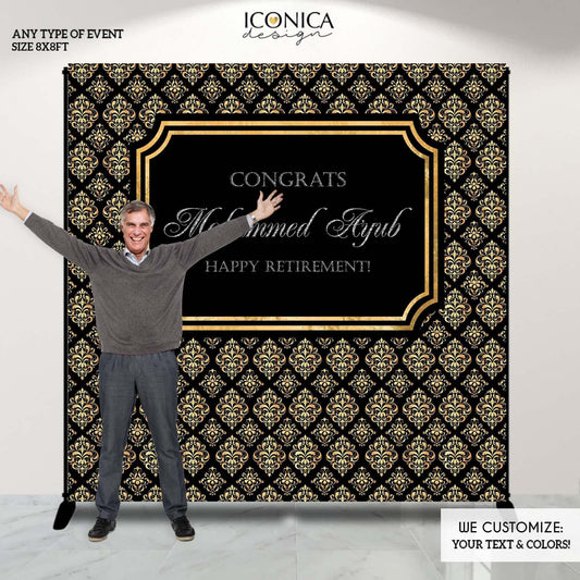 Retirement Backdrop, Virtual Retirement Party Photo Backdrop, Personalized Step And Repeat, Retirement Party Decorations, Bbd0030