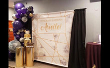 Load image into Gallery viewer, Geometric Photo Booth Backdrop, Graduation Party Decor,Modern Marble Decorations, any text or type of event
