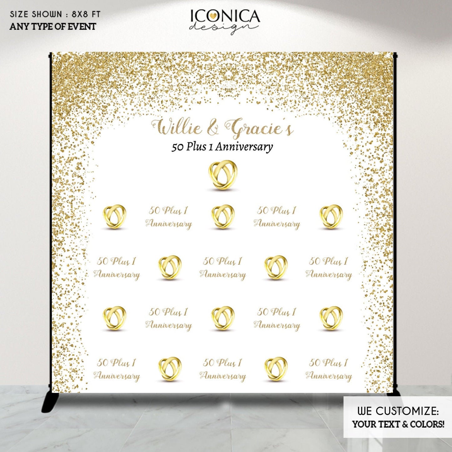 50th Wedding Anniversary Photo Backdrop, 50th Anniversary Party Decor,We still DO,Golden anniversary celebration, Printed