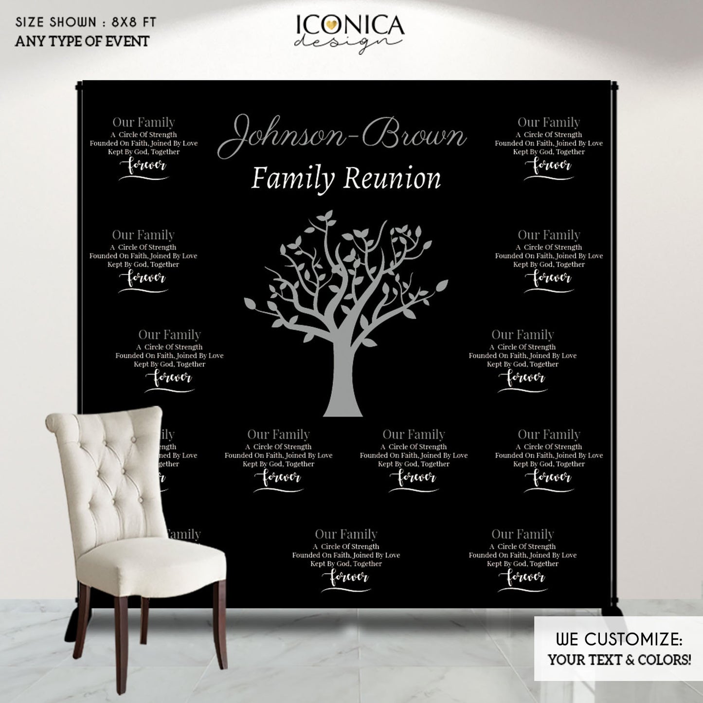 Family Reunion Photo Backdrop, Family gathering Step and Repeat Backdrop, Family Reunion Decorations, Family Tree Banner