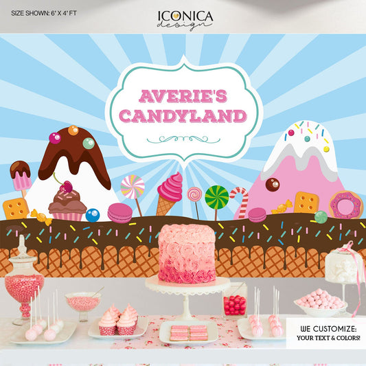 Candyland First Birthday Banner Candyland Party Backdrop Any Age CANDYSHOP party Baking party Printed BBD0043