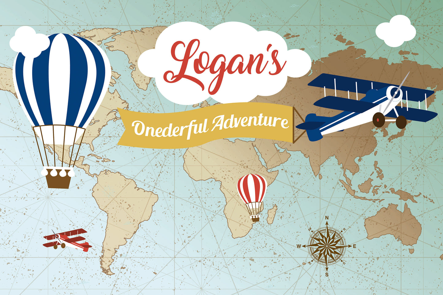 Airplane First Birthday Party, Vintage Airplane Backdrop, Hot Air Balloon Backdrop, Up up and away, Boy meets the world BBD0130