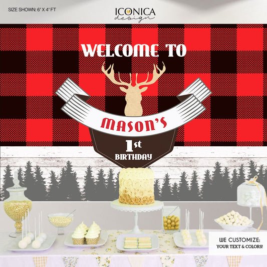 Lumberjack First Birthday Backdrop, Buffalo Plaid, Lumberjack Backdrop, Lumberjack First Birthday, 1st Birthday, Printed