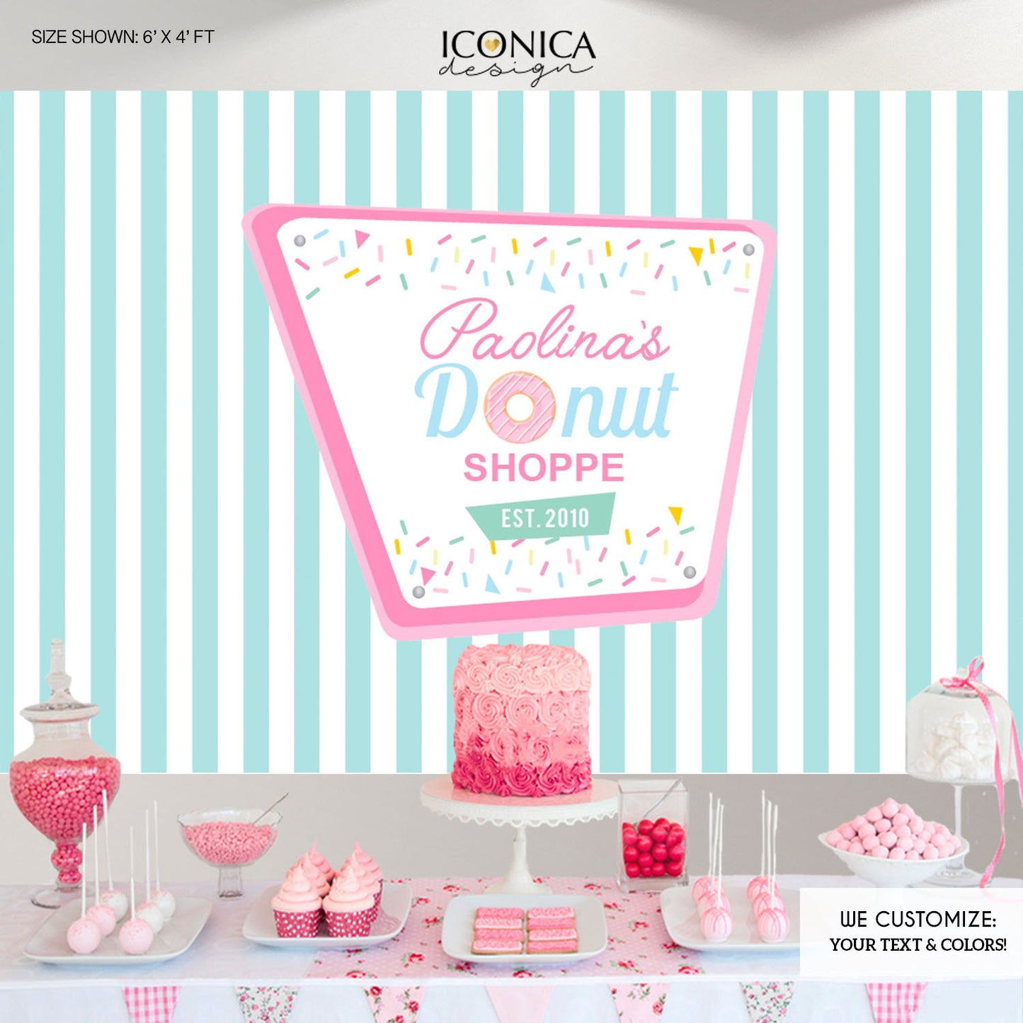 Donut Birthday Party Backdrop, Donut Party Banner, Baby Sprinkle, Donut Shoppe Party - Sprinkles Birthday- Printed Or Printable File
