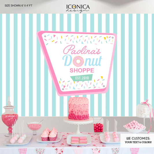 Donut Birthday Party Backdrop, Donut Party Banner, Baby Sprinkle, Donut Shoppe Party - Sprinkles Birthday- Printed Or Printable File