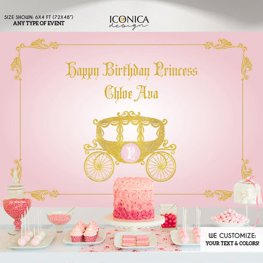 Princess Party Backdrop, Pink And Gold Little Princess First Birthday Backdrop, Any Type Of Event,Any Color, BBD0161