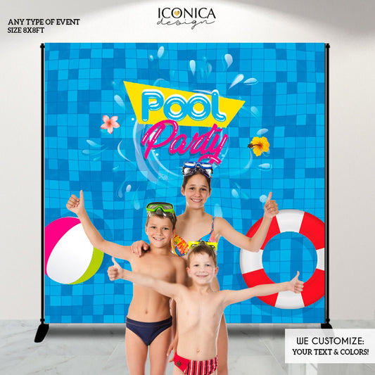 Pool Party Backdrop,Pool Birthday Photo Backdrop,Personalized Pool party decorations,Personalized Summer Backdrop,Swimming Bash BBD0155