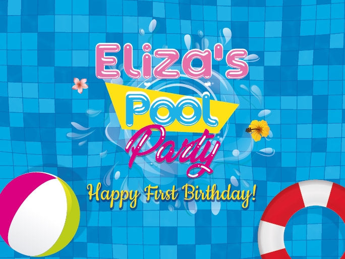 Pool Party Backdrop,Pool Birthday Photo Backdrop,Personalized Pool party decorations,Personalized Summer Backdrop,Swimming Bash BBD0155