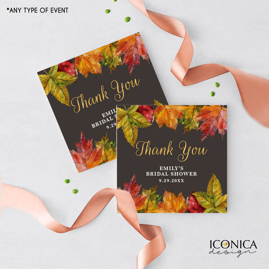 Fall In Love Bridal Shower,Fall Thank You Tags,Fall Favor Tags,Fall Engagement Party Gift Tags,Personalized Fall Stationery, Fall Leaves