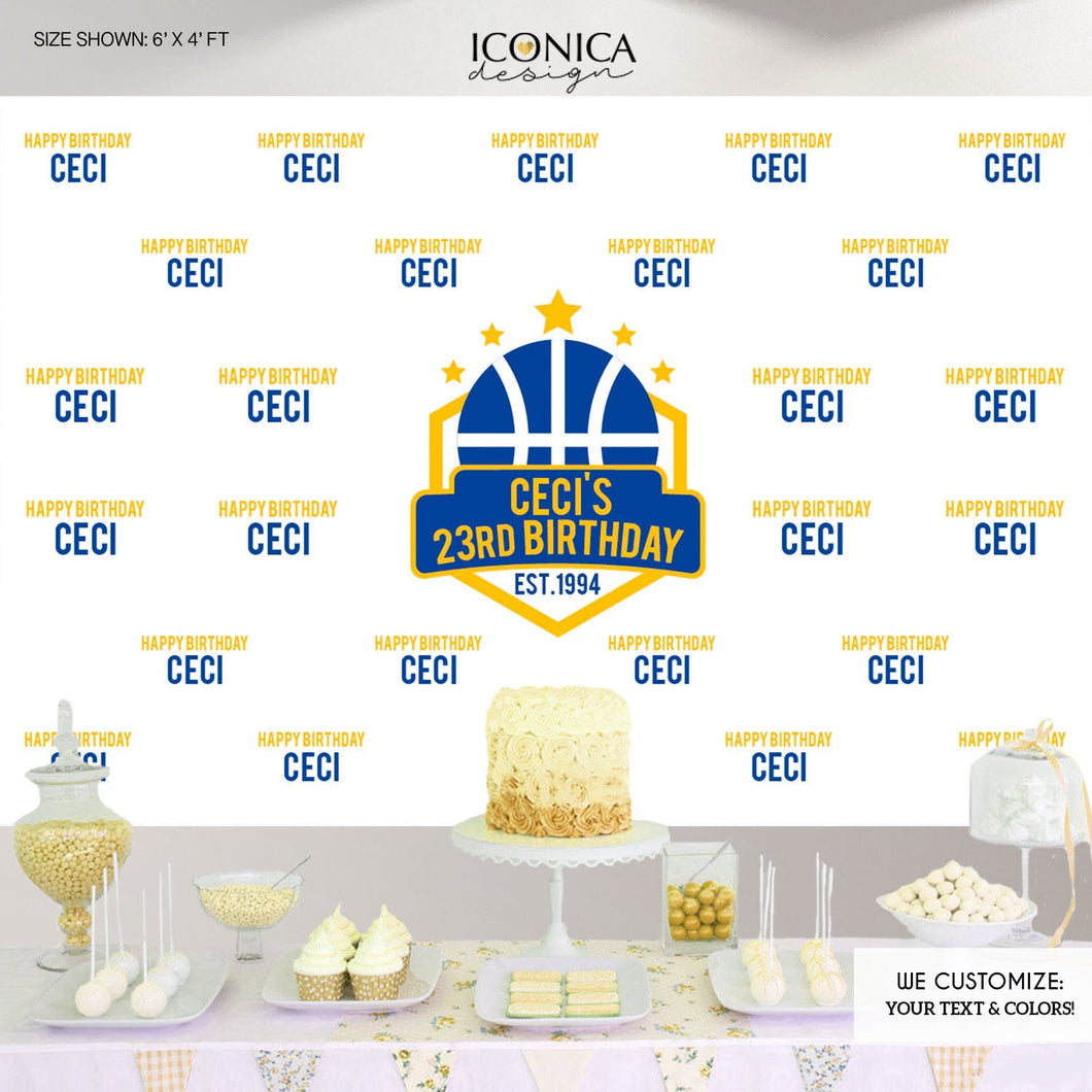 Basketball Photo Booth Backdrop, Custom Step and Repeat Backdrop, Basketball Birthday banner, Sports Party, Printed or Digital File BBD0087