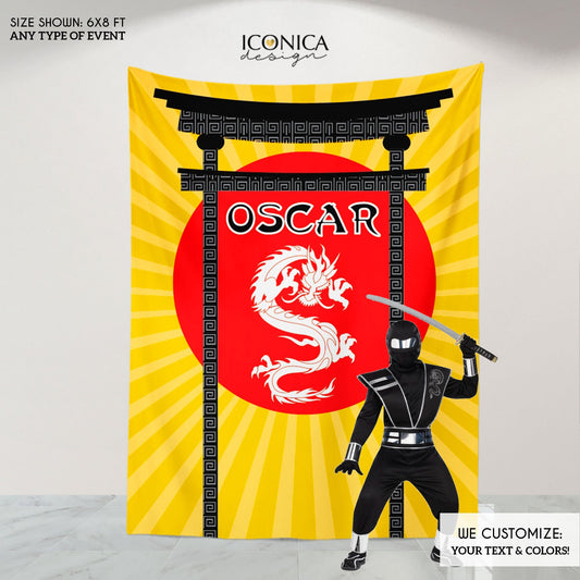 Ninja Backdrop, Ninja Birthday Party Backdrop, Temple, Dragon Backdrop, First Birthday Party Backdrop, Ninja Banner Bbd0049