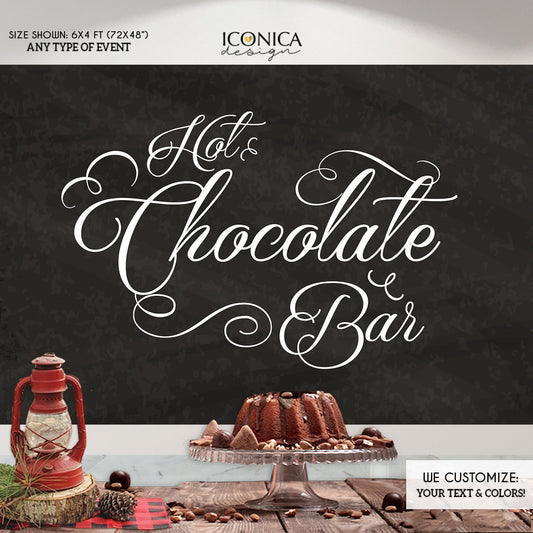 Hot Chocolate Bar Banner, Holiday Party Backdrop, Winter Party Chalkboard Background, Christmas Party, Printed BHO0018
