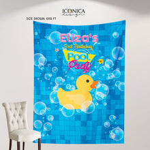 Load image into Gallery viewer, Pool Party Backdrop,Rubber Ducky 1st Birthday Photo Backdrop,Personalized Pool party decor,Personalized Summer Backdrop,Swimming Bash

